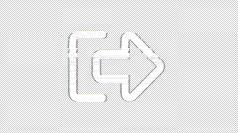Icon sign exit (out) is distorted. Glitch. Noise, chromatic aberration, Vídeo Stock 304649056