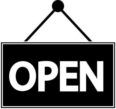 The icon is a sign with the inscription open. Stock Illustration