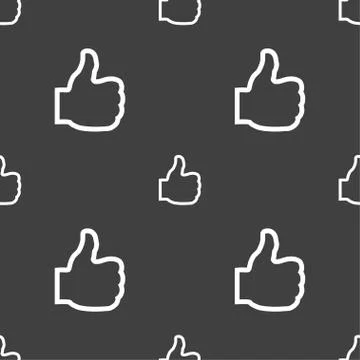 Like icon sign. Seamless pattern on a gray background. Stock Illustration