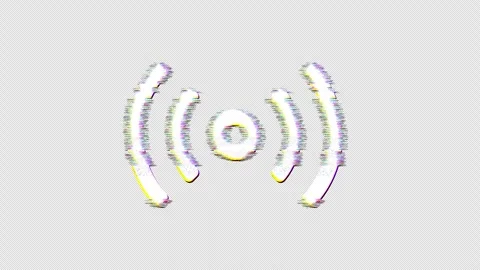 Icon signal stream is distorted. Glitch. Noise, chromatic aberration, geometric Stock Footage 306893686