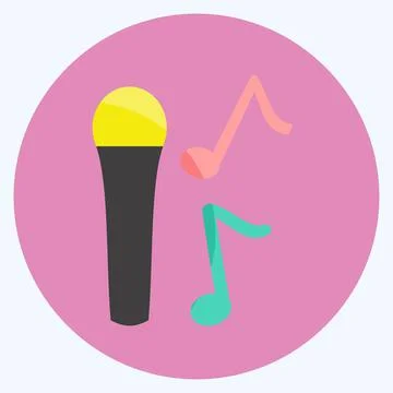 Icon Singing on Mic. suitable for music symbol. flat style. simple design edi Stock Illustration