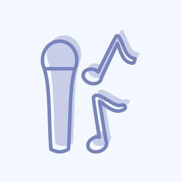 Icon Singing on Mic. suitable for music symbol. two tone style. simple design Stock Illustration