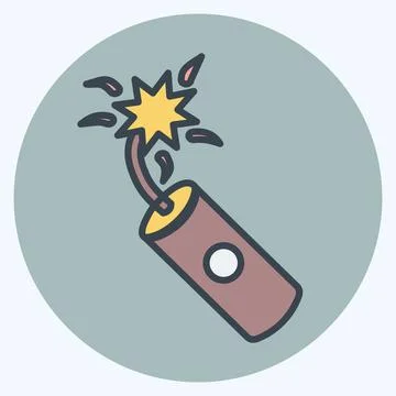 Icon Single Dynamite. suitable for Wild West symbol. color mate style. simple Stock Illustration