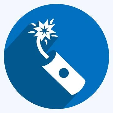 Icon Single Dynamite. suitable for Wild West symbol. long shadow style. simpl Stock Illustration