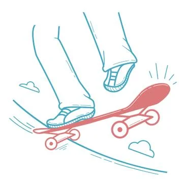 Icon skateboarder doing a jumping trick, Stock Illustration