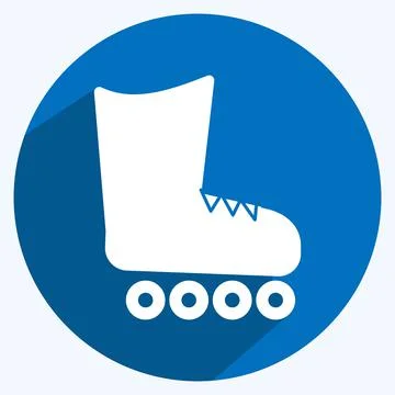 Icon Skates - Long Shadow Style - Simple illustration,Editable stroke Stock Illustration
