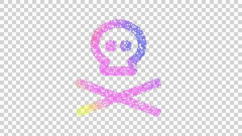 Icon skull crossbones is made up of LED square shapes. There are bright diodes Stock Illustration