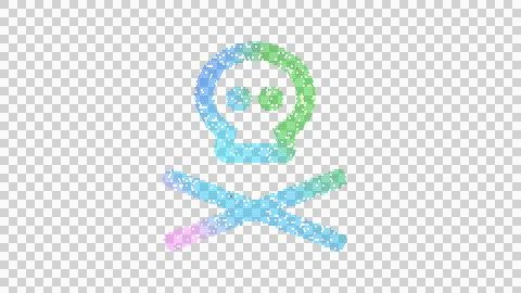 Icon skull crossbones is made up of LED square shapes. There are bright diodes Stock Illustration