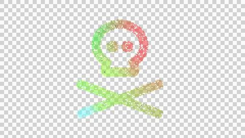 Icon skull crossbones is made up of LED square shapes. There are bright diodes Stock Illustration