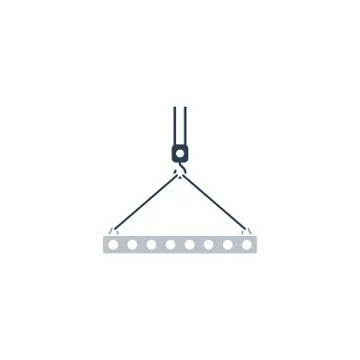 Icon of slab hanged on crane hook by rope slings Stock Illustration