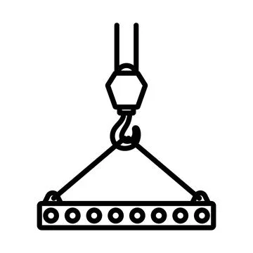 Icon Of Slab Hanged On Crane Hook By Rope Slings Stock Illustration