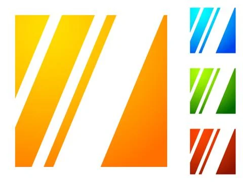 Icon. with slanting lines cut from square. 4 bright color gradients 库存插图