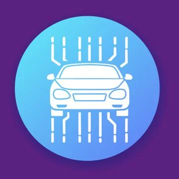 Icon smart car. Front view vehicle . Flat vector illustration. Stock Illustration