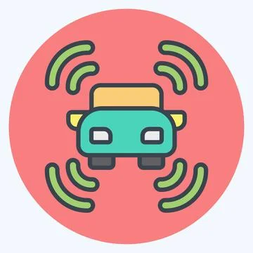 Icon Smart Car Sensor. related to Sensors symbol. color mate style. design .. Illustrazione stock