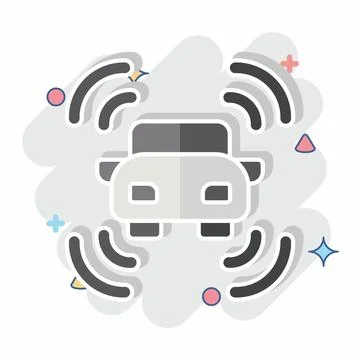 Icon Smart Car Sensor. related to Sensors symbol. comic style. design editabl Illustrazione stock