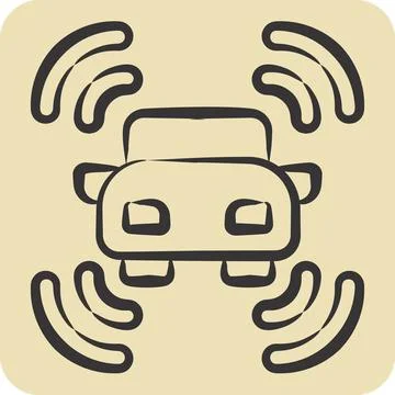 Icon Smart Car Sensor. related to Sensors symbol. hand drawn style. design .. Illustrazione stock