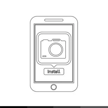 Icon of smart phone mobile camera photo application illustration design Illustrazione stock