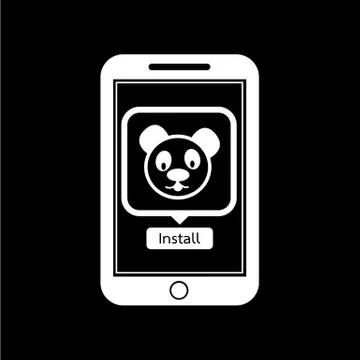 Icon of smart phone mobile panda application illustration design Illustrazione stock