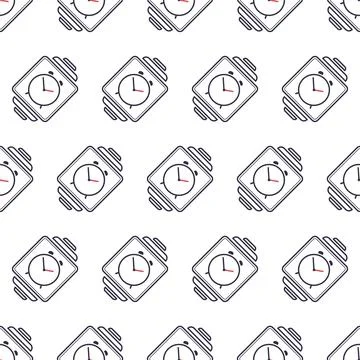 Icon of smart watch with clock seamless pattern. Geometric shape element. Abs Stock Illustration