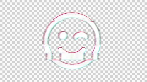 Icon smile wink is distorted. Glitch. Noise, chromatic aberration, geometric Ilustración de archivo