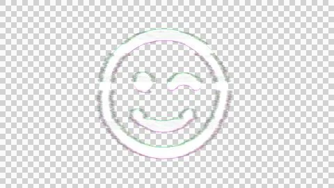 Icon smile wink is distorted. Glitch. Noise, chromatic aberration, geometric Ilustración de archivo