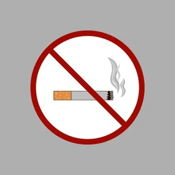 Icon of smoking cigarette. In a red squared circle. No smoking . vector Stock Illustration