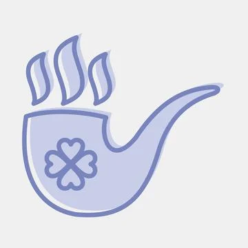 Icon smoking pipe. St. Patrick's Day celebration elements. Icons in two ton.. Stock Illustration