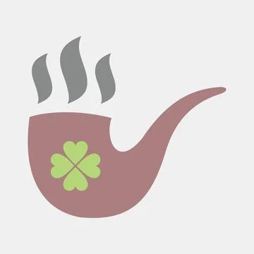 Icon smoking pipe. St. Patrick's Day celebration elements. Icons in flat st.. Stock Illustration