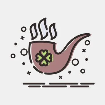 Icon smoking pipe. St. Patrick's Day celebration elements. Icons in MBE sty.. Stock Illustration