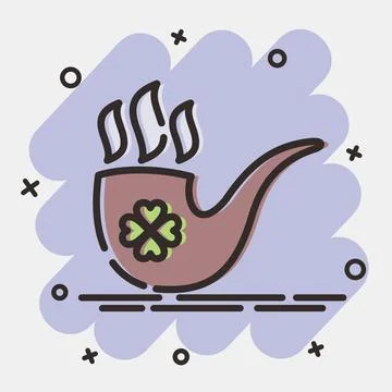 Icon smoking pipe. St. Patrick's Day celebration elements. Icons in comic s.. Illustrazione stock