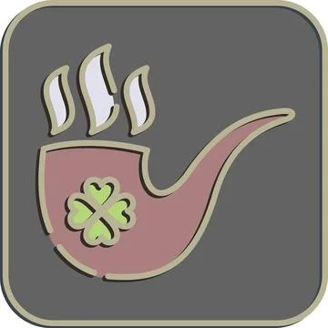 Icon smoking pipe. St. Patrick's Day celebration elements. Icons in embosse.. Illustrazione stock