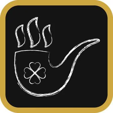 Icon smoking pipe. St. Patrick's Day celebration elements. Icons in chalk s.. Illustrazione stock