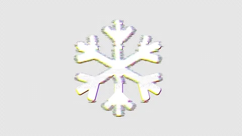 Icon snowflake is distorted. Glitch. Noise, chromatic aberration, geometric Stock Footage 304648989