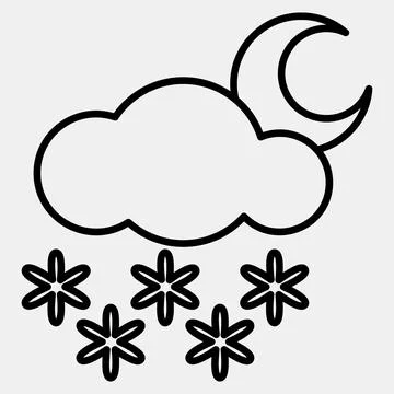 Icon snowing night. Weather elements symbol. Icons in line style. Good for .. 스톡 일러스트