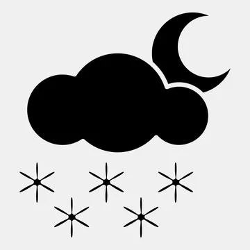 Icon snowing night. Weather elements symbol. Icons in glyph style. Good for.. イラスト素材