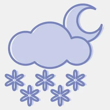 Icon snowing night. Weather elements symbol. Icons in two tone style. Good .. Stock Illustration