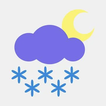Icon snowing night. Weather elements symbol. Icons in flat style. Good for .. Illustrazione stock