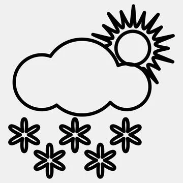 Icon snowing with sun. Weather elements symbol. Icons in line style. Good f.. イラスト素材