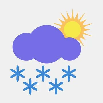 Icon snowing with sun. Weather elements symbol. Icons in flat style. Good f.. Illustrazione stock