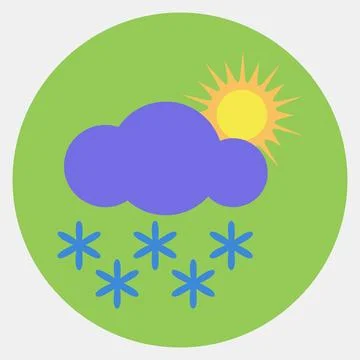 Icon snowing with sun. Weather elements symbol. Icons in color mate style. .. イラスト素材