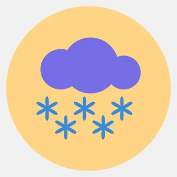 Icon snowing. Weather elements symbol. Icons in color mate style. Good for .. イラスト素材