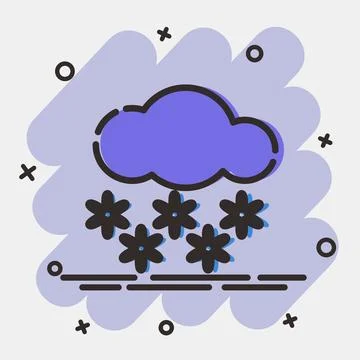Icon snowing. Weather elements symbol. Icons in comic style. Good for print.. イラスト素材