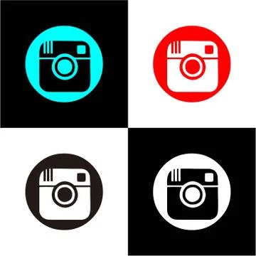 Icon social circle vector blue, red, black and white. Stock Illustration