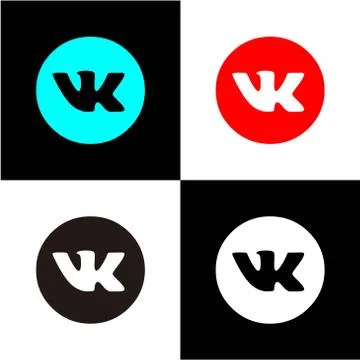 Icon social circle vector blue, red, black and white. Stock Illustration