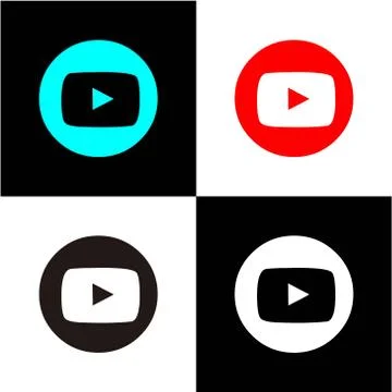 Icon social circle vector blue, red, black and white. Stock-Illustration