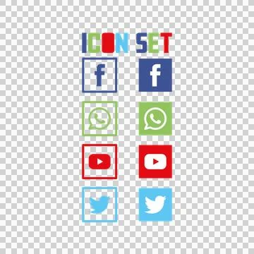 Icon social media flat set Illustrazione stock
