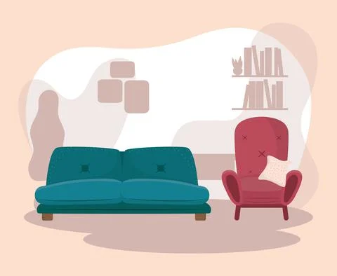 Icon sofa interior Stock Illustration