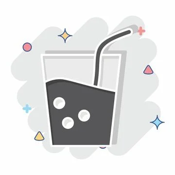 Icon Soft Drink. related to BBQ symbol. comic style. design editable Stock Illustration