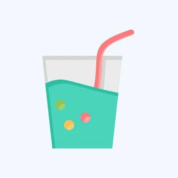 Icon Soft Drink. related to BBQ symbol. flat style. design editable Stock Illustration