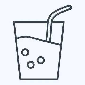 Icon Soft Drink. related to BBQ symbol. line style. design editable Stock Illustration